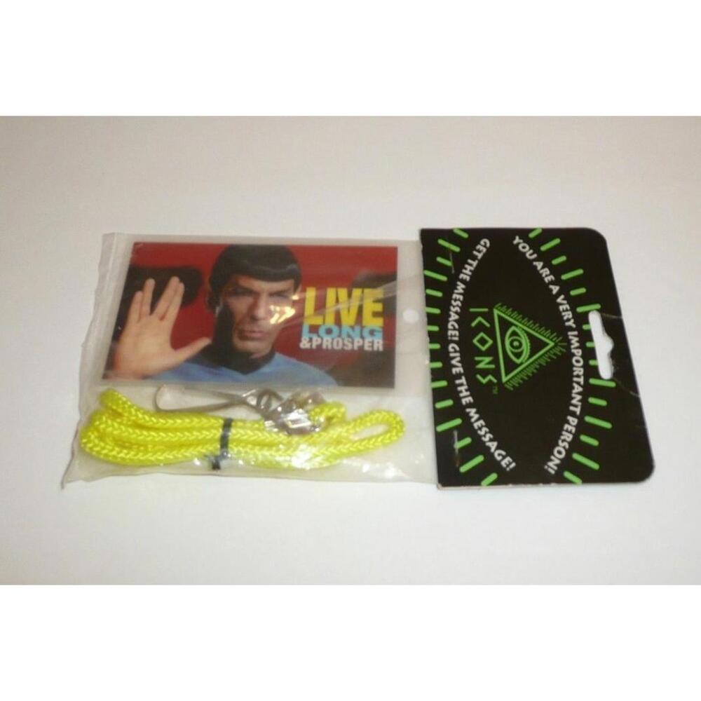 Star Trek TOS Spock Live Long and Prosper Laminated Lanyard Card Enterprise Vtg